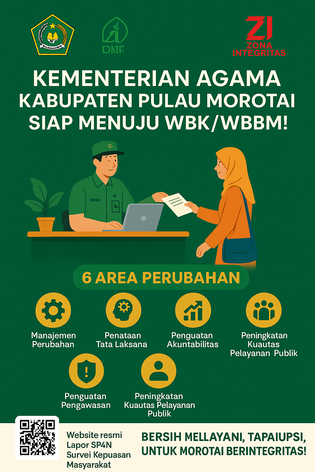 Kemenag Pulau Morotai Menuju Wilayah Bebas dari Korupsi (WBK) &
Wilayah Birokrasi Bersih dan Melayani (WBBM)

